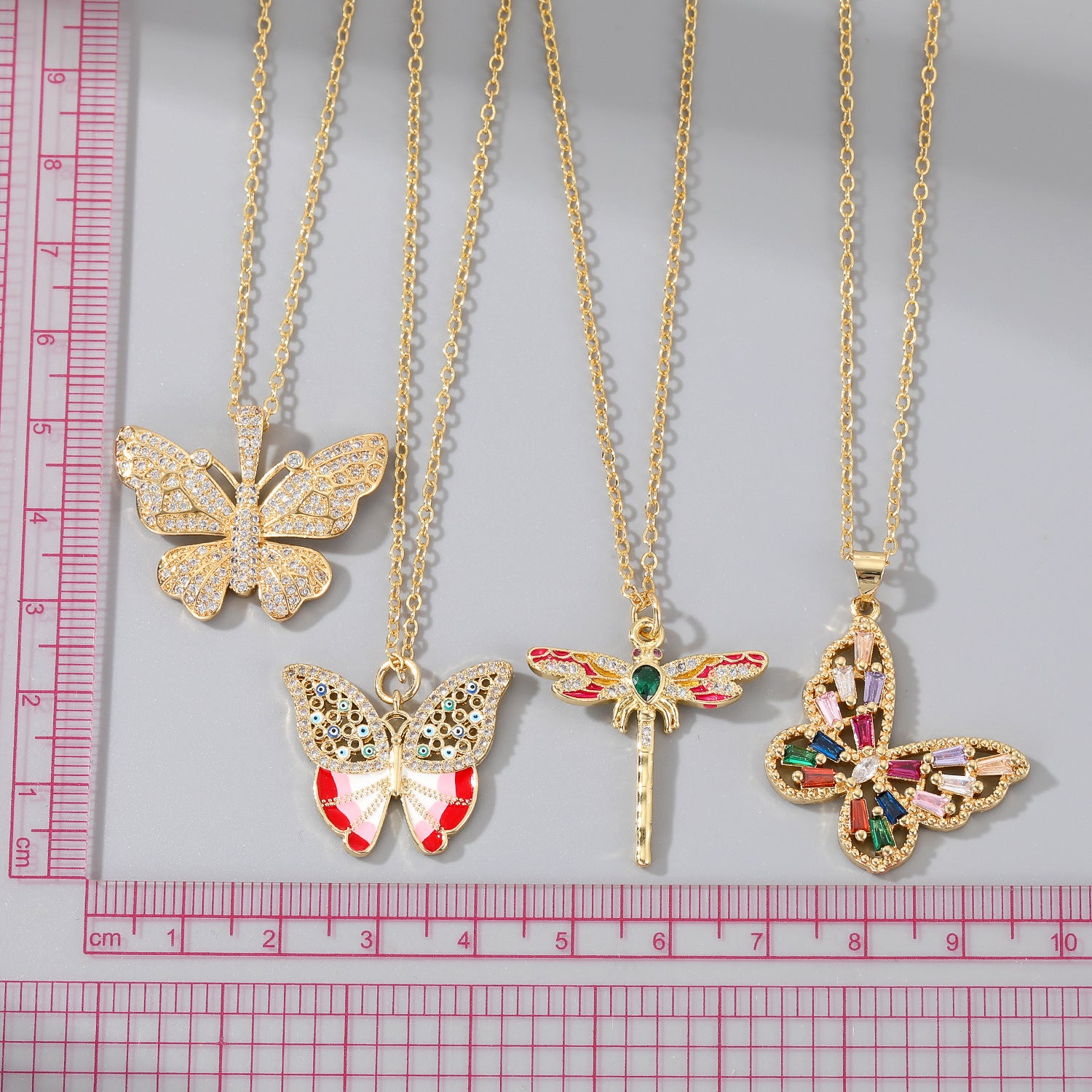 Wholesale Zirconia Butterfly Dragonfly Eyes Pendant Alloy Necklaces